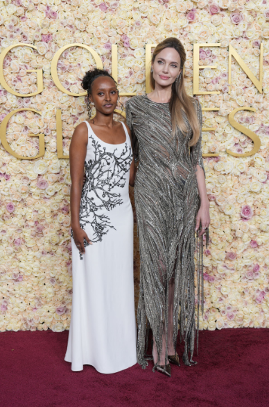 Angelina Jolie and her daughter Zahara Jolie at the Golden Globes 2025 ceremony