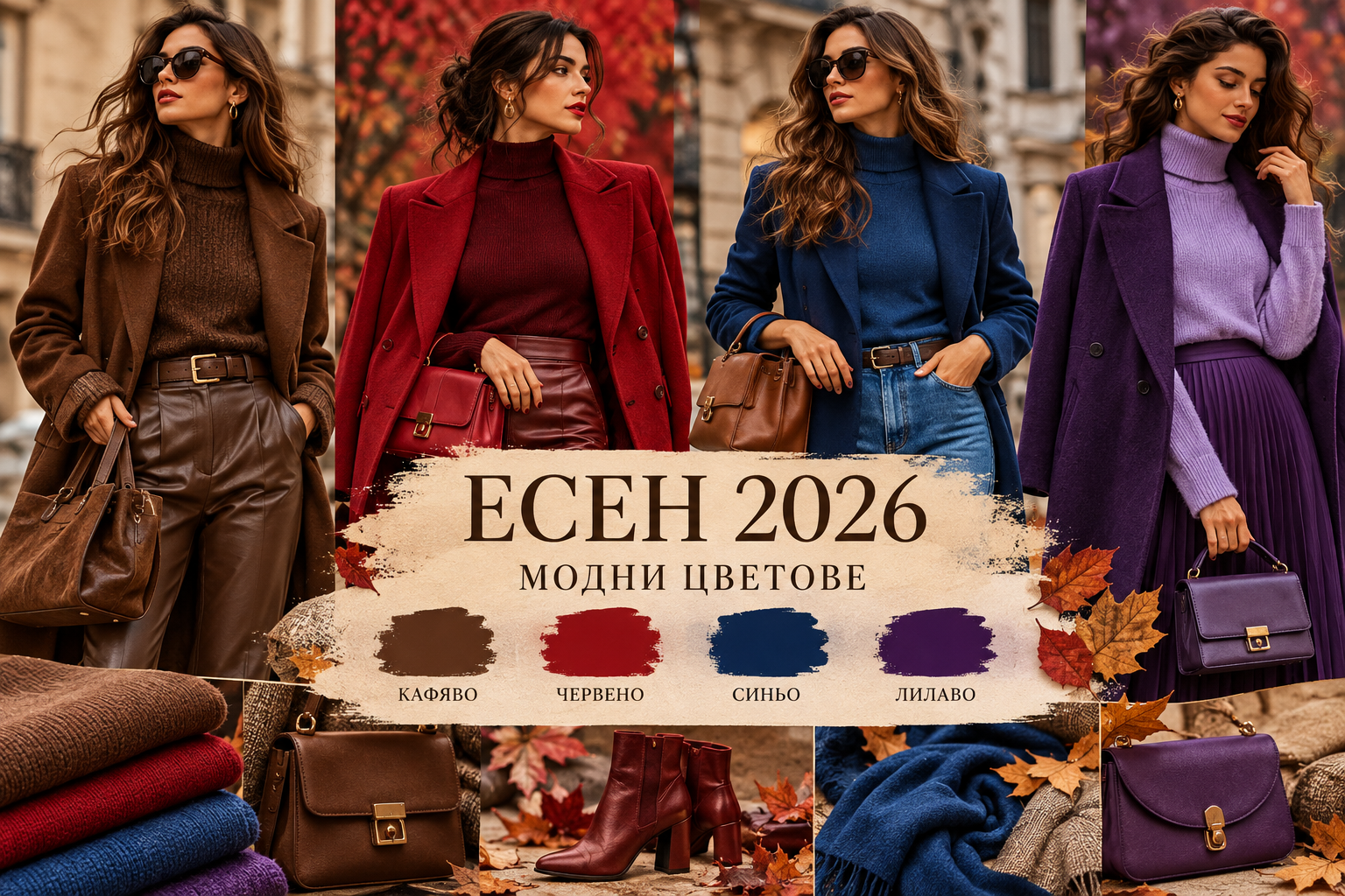 How to style the key colours of autumn 2026: brown, red, blue and purple