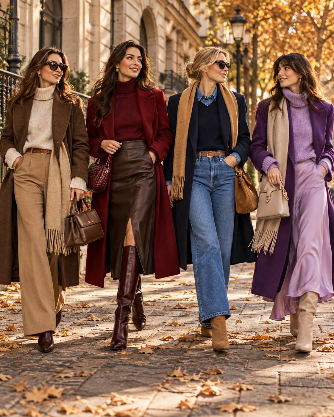 Autumn 2026 fashion colours – brown, red, blue and purple