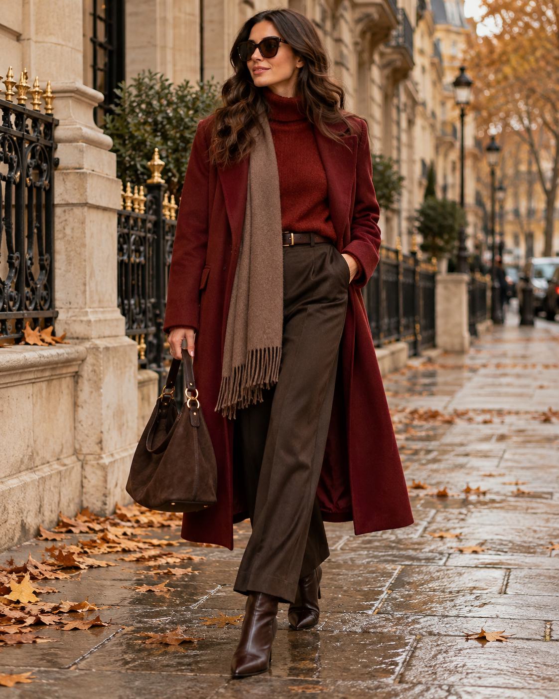 Red and brown women's fashion combination for autumn 2026